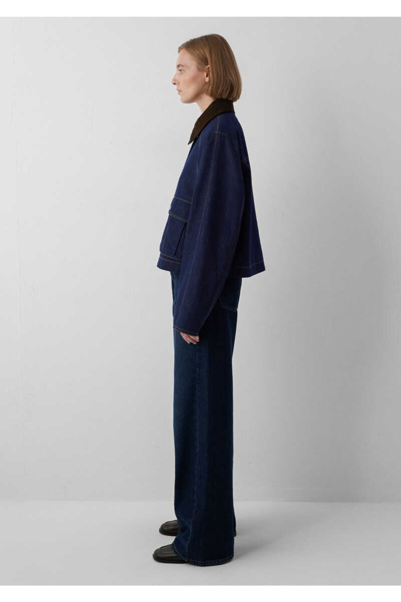 Mavi Kadife Yakalı Lacivert Loose Fit Kadın Denim Ceket 1110913-86971 - 4