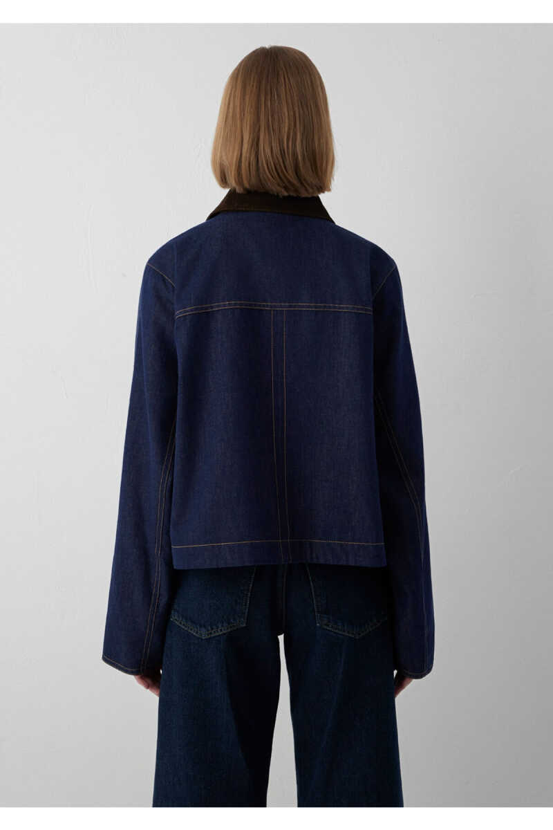 Mavi Kadife Yakalı Lacivert Loose Fit Kadın Denim Ceket 1110913-86971 - 5