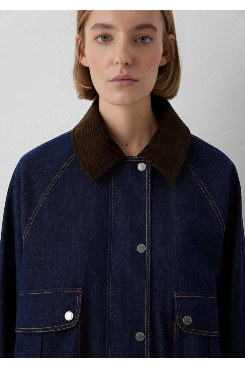 Mavi Kadife Yakalı Lacivert Loose Fit Kadın Denim Ceket 1110913-86971 - 6