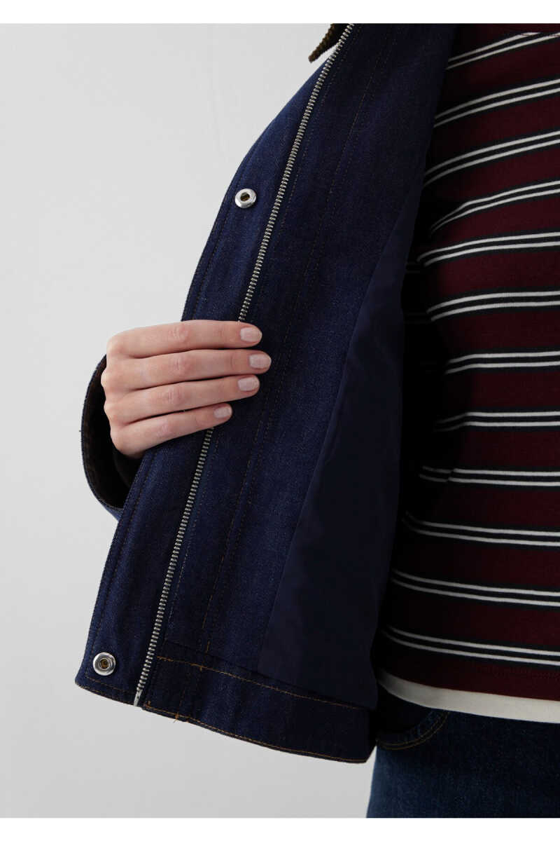 Mavi Kadife Yakalı Lacivert Loose Fit Kadın Denim Ceket 1110913-86971 - 7