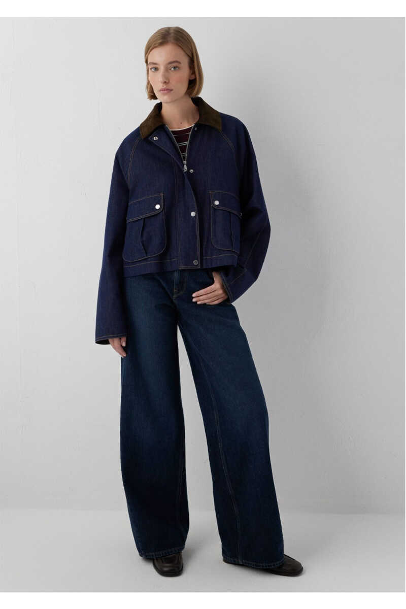 Mavi Kadife Yakalı Lacivert Loose Fit Kadın Denim Ceket 1110913-86971 (1)