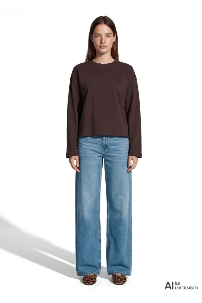 Mavi Kahverengi Basic Loose Fit Kadın Sweat 1620069-70240 (1)