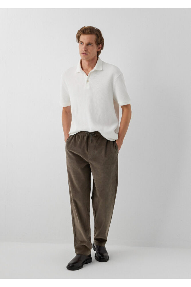 Mavi Kahverengi Kadife Regular Fit Erkek Jogger Pantolon 0010619-70376