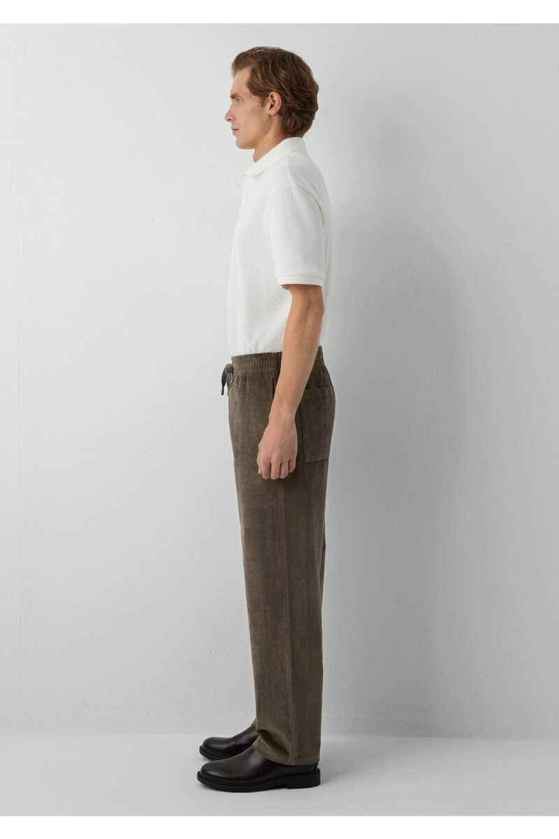 Mavi Kahverengi Kadife Regular Fit Erkek Jogger Pantolon 0010619-70376 - 4
