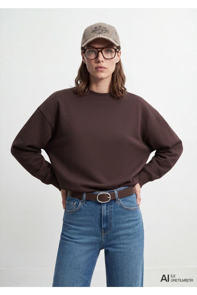 Mavi Kahverengi Loose Fit Kadın Sweatshirt 1S10576-70240