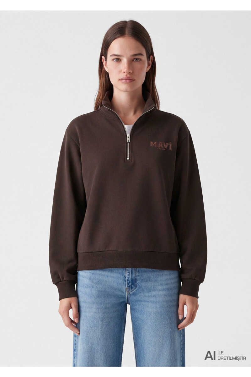 Mavi Kahverengi Loose Fit Kadın Sweatshirt 1S10586-70240 - 2