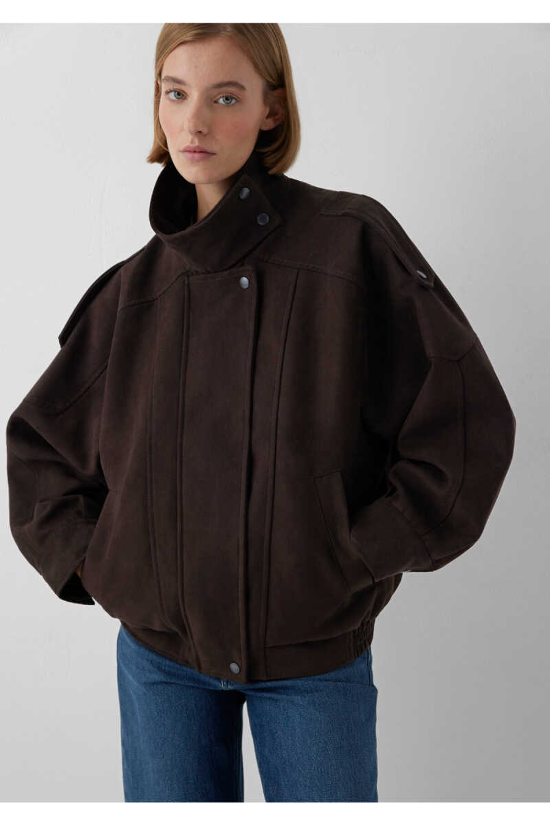 Mavi Kahverengi Suni Deri Loose Fit Kadın Ceket 1110904-70221 - 1