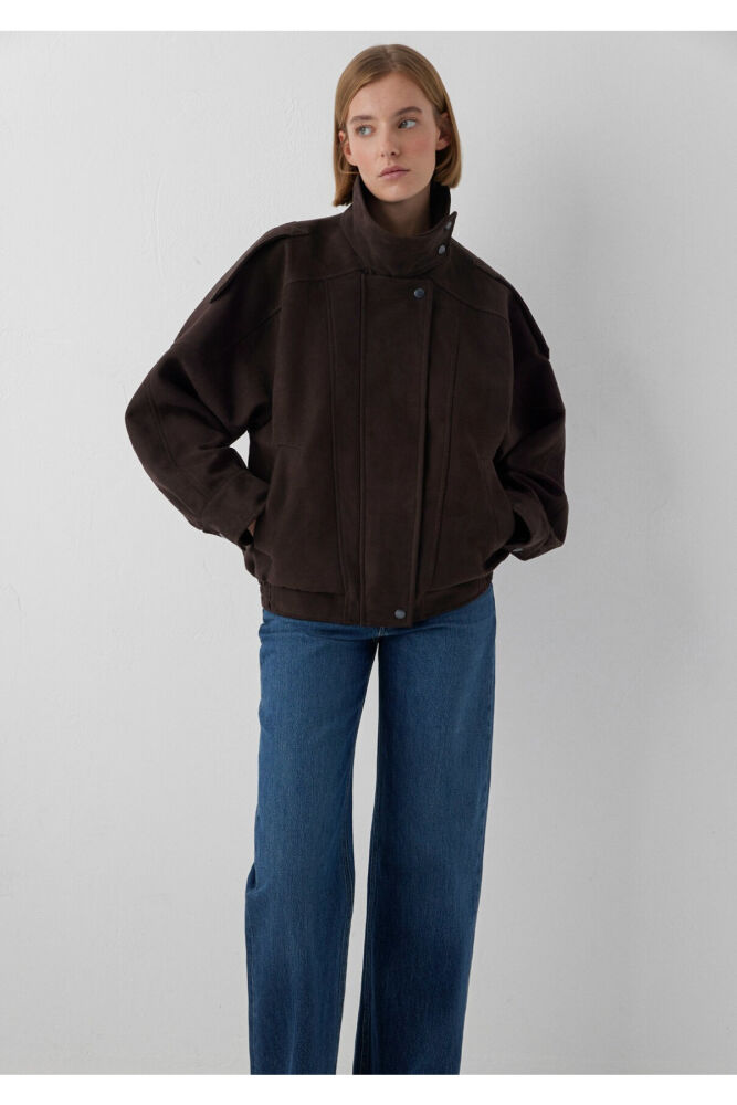 Mavi Kahverengi Suni Deri Loose Fit Kadın Ceket 1110904-70221 (1)