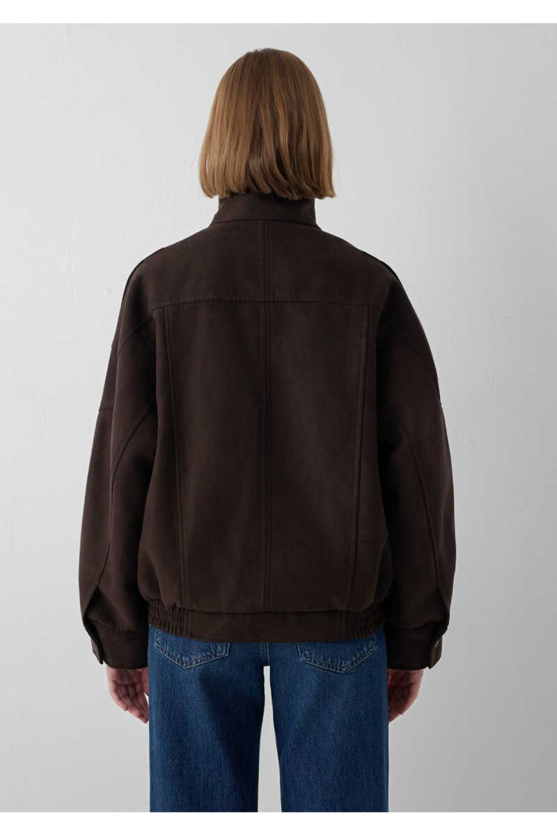 Mavi Kahverengi Suni Deri Loose Fit Kadın Ceket 1110904-70221 - 5