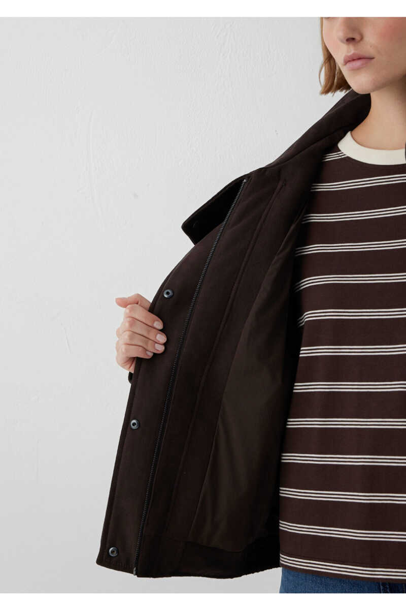 Mavi Kahverengi Suni Deri Loose Fit Kadın Ceket 1110904-70221 - 7
