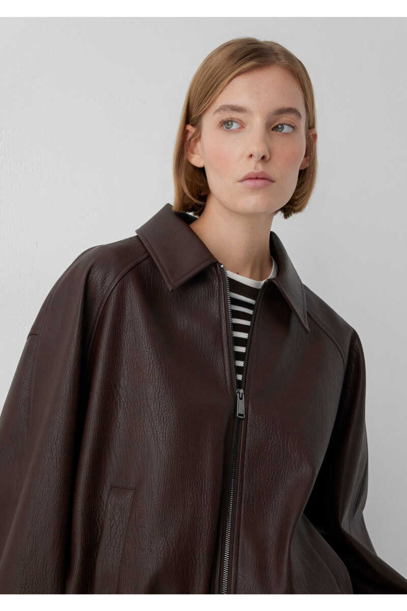Mavi Kahverengi Suni Deri Oversize Kadın Ceket 1110906-70236 - 2
