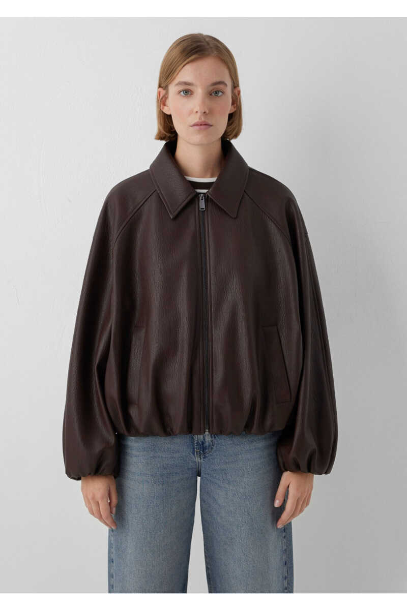 Mavi Kahverengi Suni Deri Oversize Kadın Ceket 1110906-70236 - 4