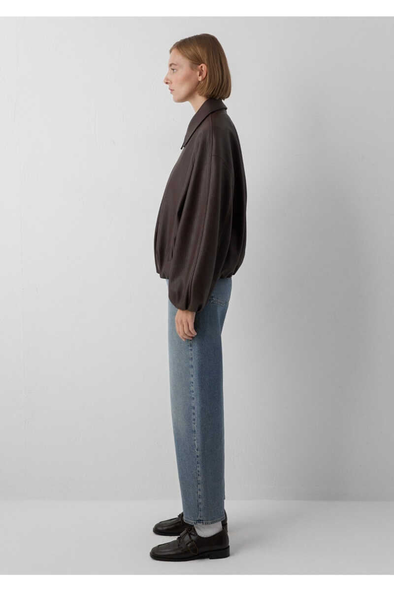 Mavi Kahverengi Suni Deri Oversize Kadın Ceket 1110906-70236 - 5