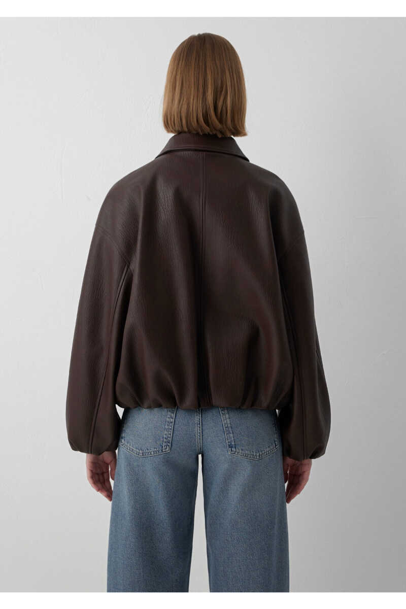 Mavi Kahverengi Suni Deri Oversize Kadın Ceket 1110906-70236 - 6