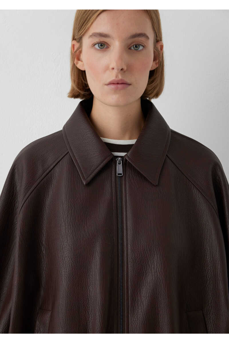Mavi Kahverengi Suni Deri Oversize Kadın Ceket 1110906-70236 - 7