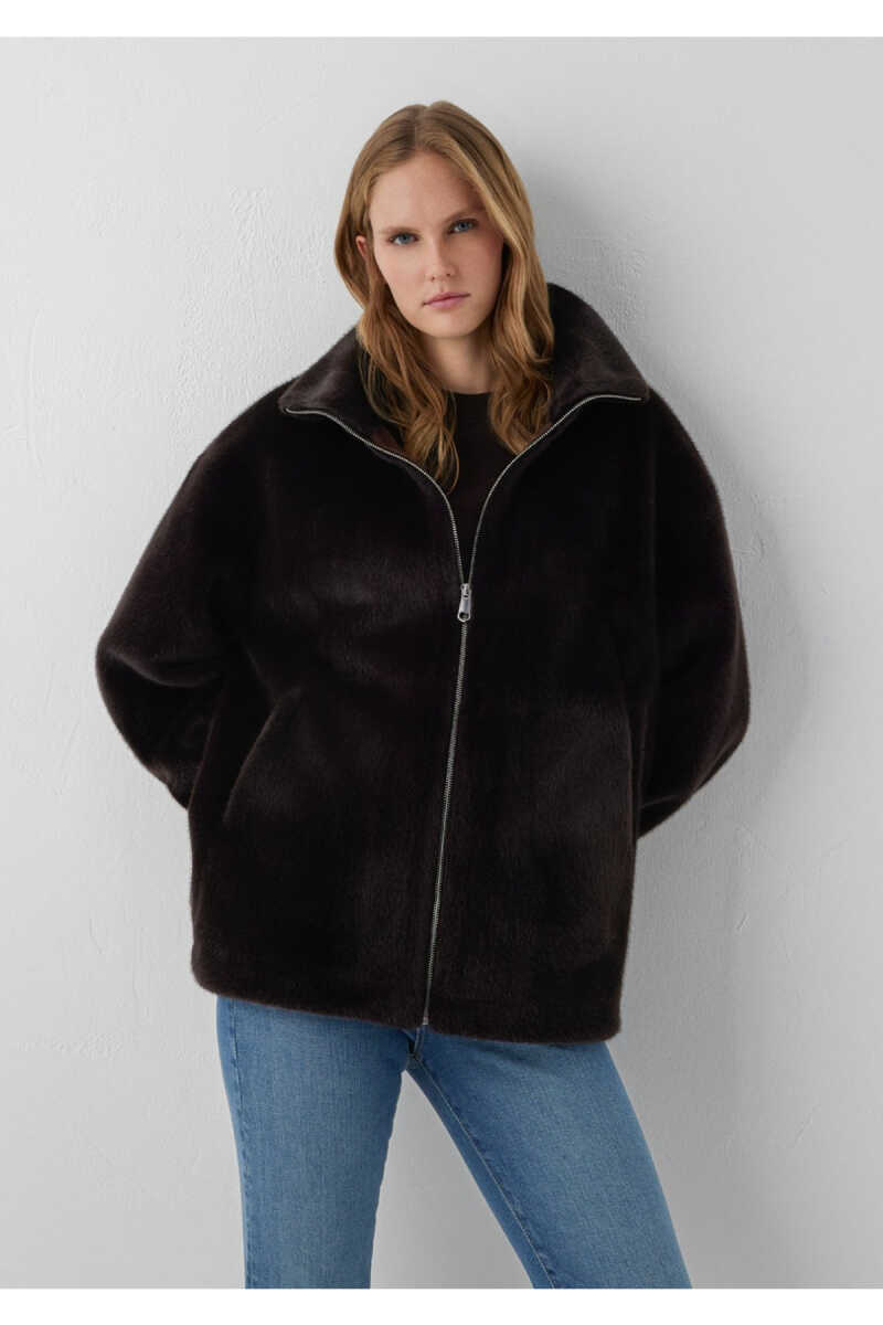 Mavi Kahverengi Suni Kürk Oversize Kadın Ceket 1110597-70219 - 1
