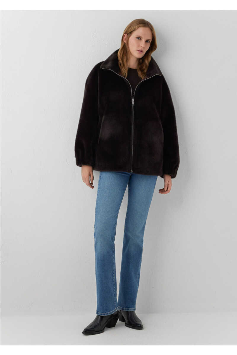 Mavi Kahverengi Suni Kürk Oversize Kadın Ceket 1110597-70219 - 3