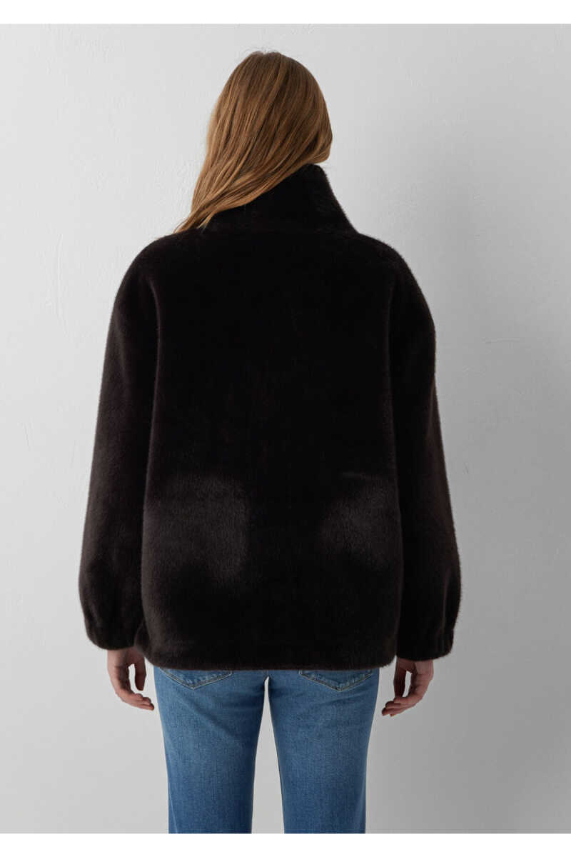Mavi Kahverengi Suni Kürk Oversize Kadın Ceket 1110597-70219 - 6