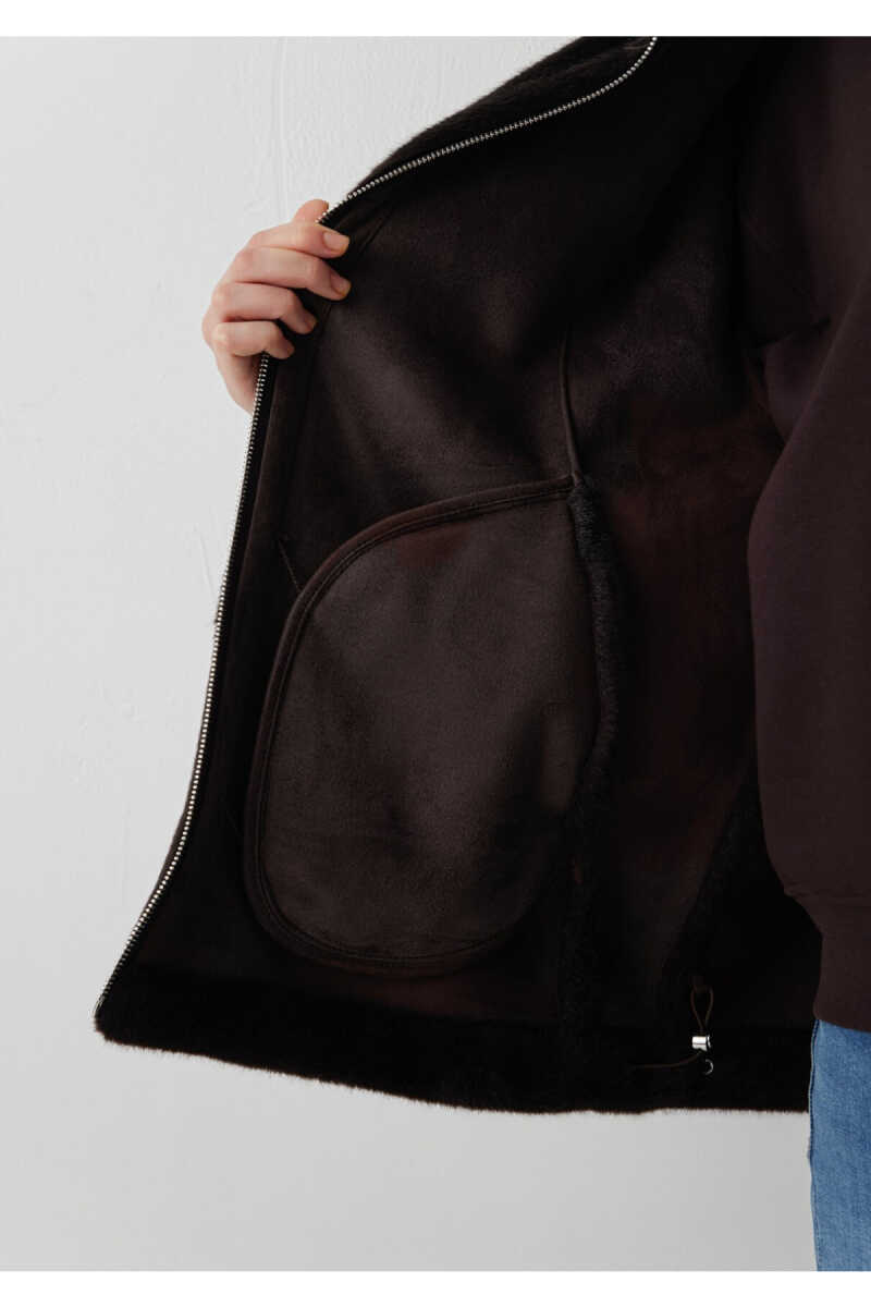 Mavi Kahverengi Suni Kürk Oversize Kadın Ceket 1110597-70219 - 8