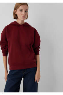 Mavi Kapüşonlu Bordo Basic Loose Fit Kadın Sweatshirt 1S10575-85347