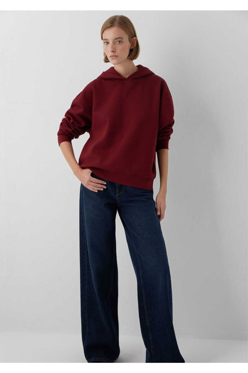 Mavi Kapüşonlu Bordo Basic Loose Fit Kadın Sweatshirt 1S10575-85347 - 2