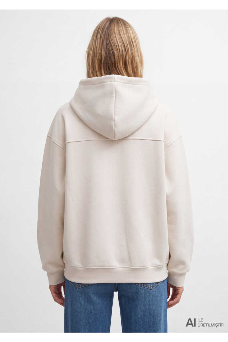 Mavi Kapüşonlu Ekru Basic Loose Fit Kadın Sweatshirt1S10575-83043 - 4