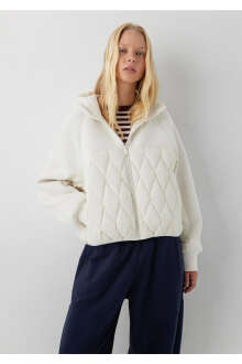 Mavi Kapüşonlu Ekru Oversize Kadın Mont 1110859-82127