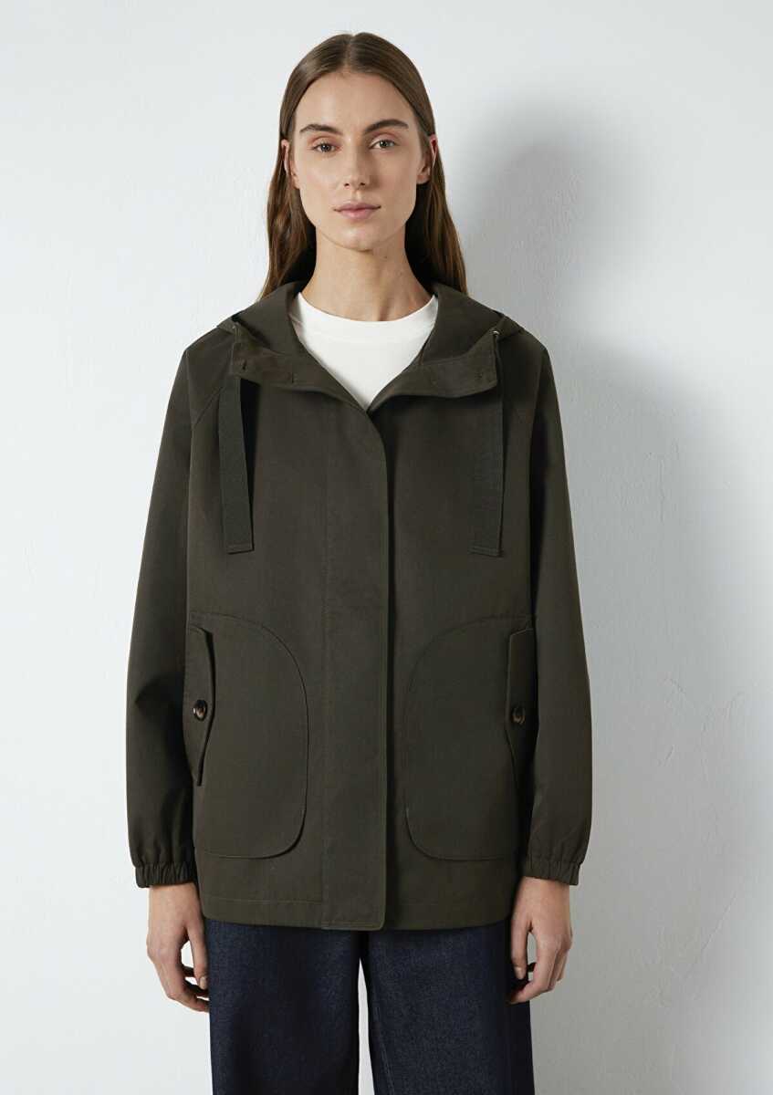 Mavi Kapüşonlu Haki Loose Fit Kadın Ceket 1110014-90707 - 4