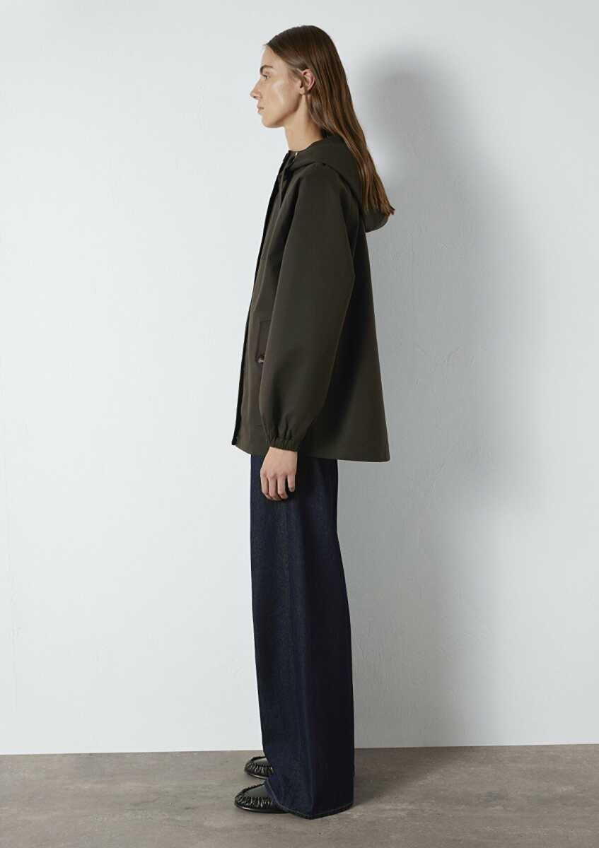 Mavi Kapüşonlu Haki Loose Fit Kadın Ceket 1110014-90707 - 5