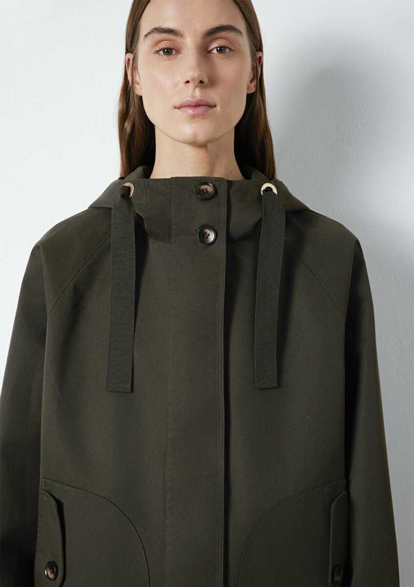 Mavi Kapüşonlu Haki Loose Fit Kadın Ceket 1110014-90707 - 7