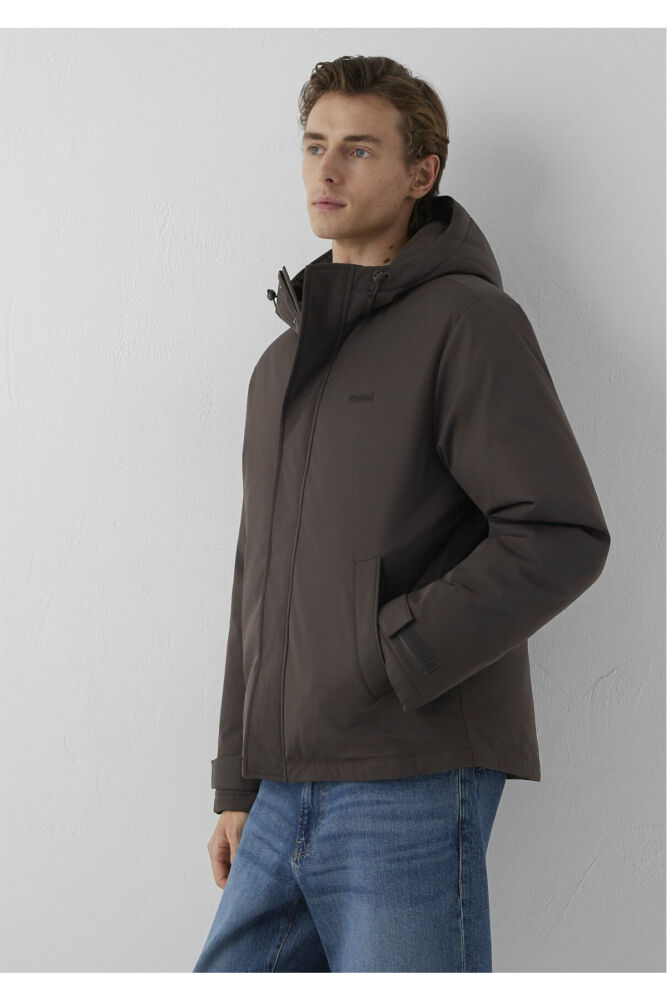 Mavi Kapüşonlu Kahverengi Loose Fit Erkek Şişme Mont 0110833-70219