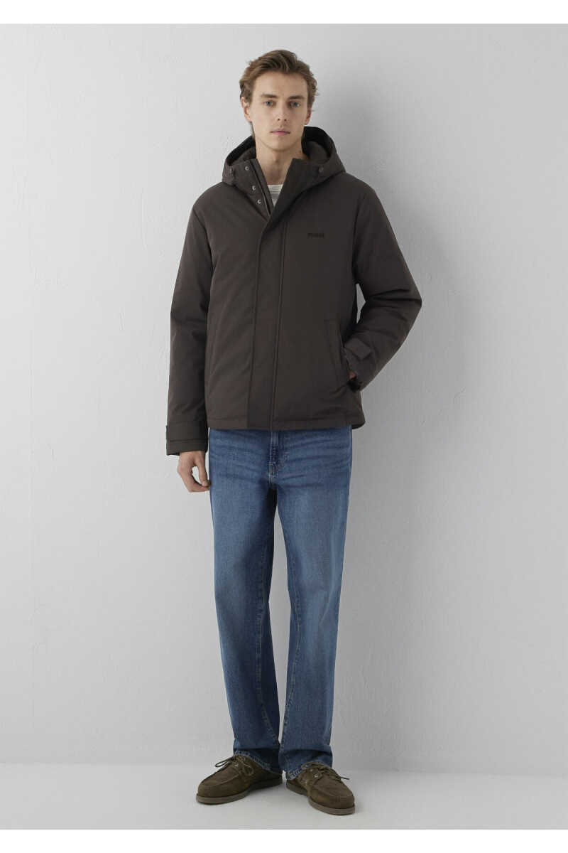 Mavi Kapüşonlu Kahverengi Loose Fit Erkek Şişme Mont 0110833-70219 - 2