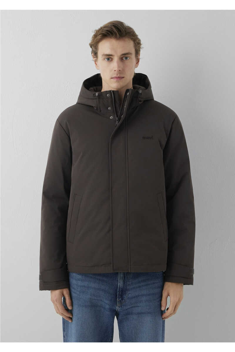 Mavi Kapüşonlu Kahverengi Loose Fit Erkek Şişme Mont 0110833-70219 - 3