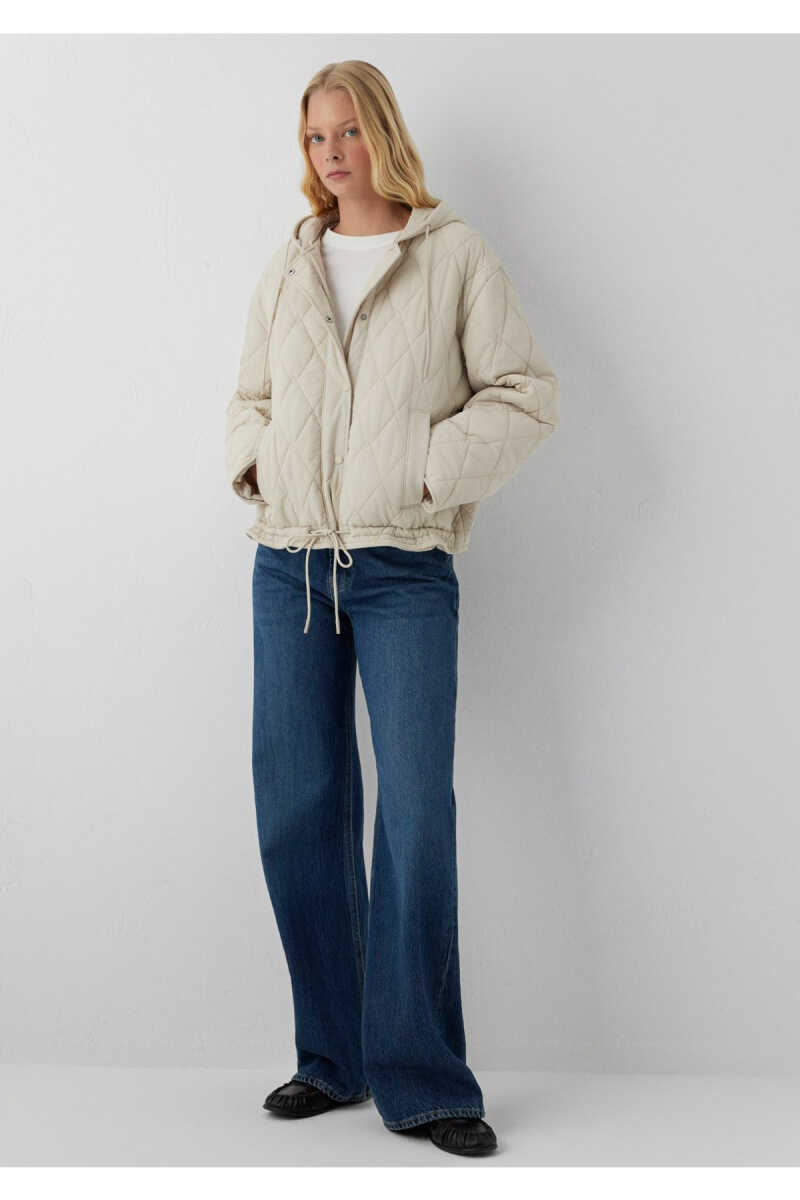 Mavi Kapüşonlu Kapitone Ekru Loose Fit Kadın Mont 1110911-70037 - 1