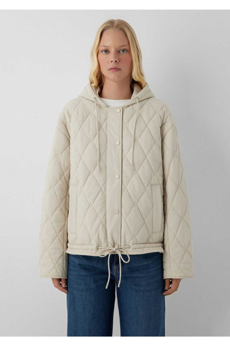 Mavi Kapüşonlu Kapitone Ekru Loose Fit Kadın Mont 1110911-70037 - 3