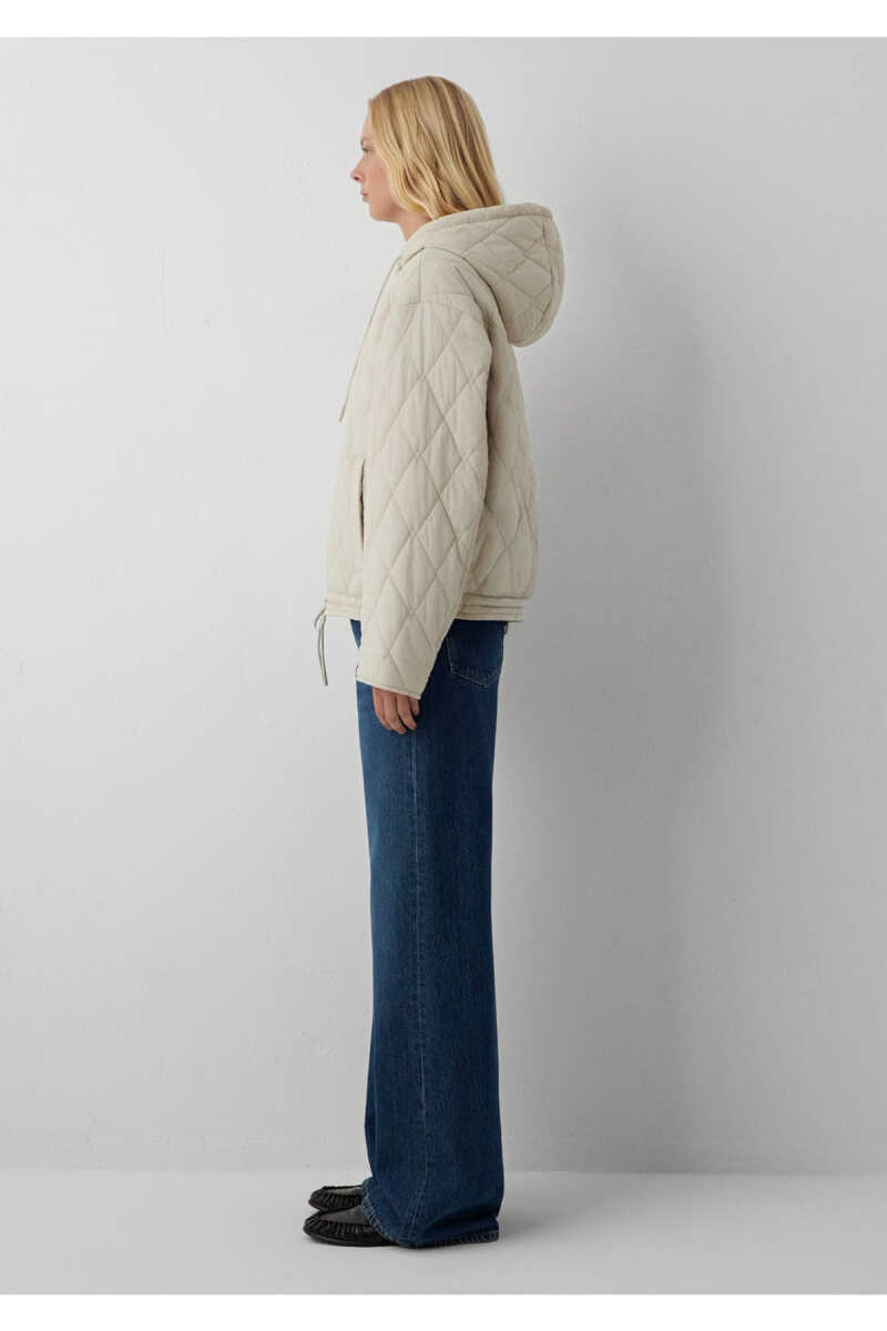 Mavi Kapüşonlu Kapitone Ekru Loose Fit Kadın Mont 1110911-70037 - 4