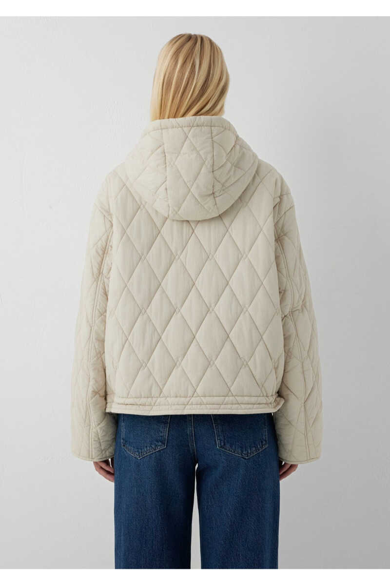 Mavi Kapüşonlu Kapitone Ekru Loose Fit Kadın Mont 1110911-70037 - 5