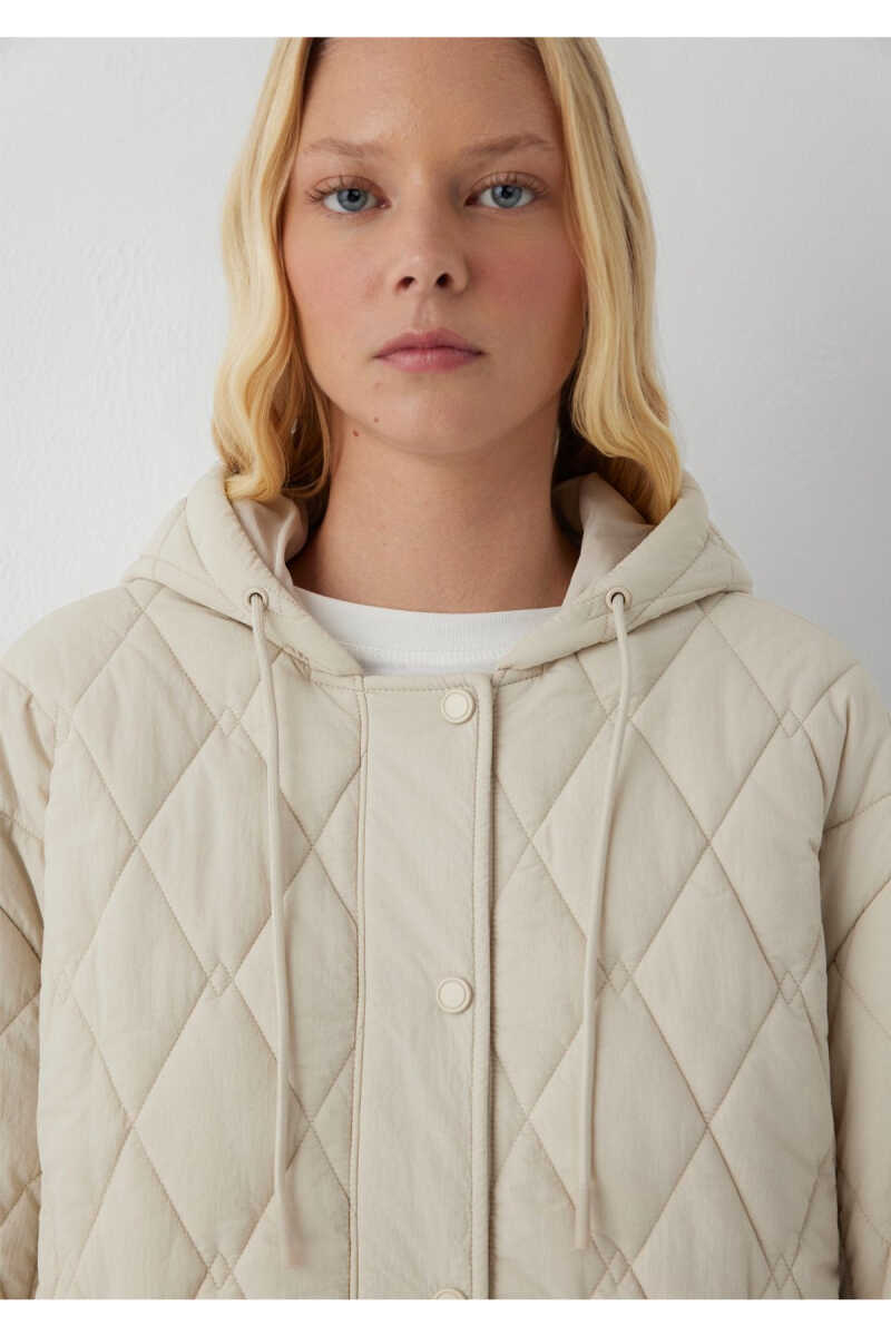 Mavi Kapüşonlu Kapitone Ekru Loose Fit Kadın Mont 1110911-70037 - 6