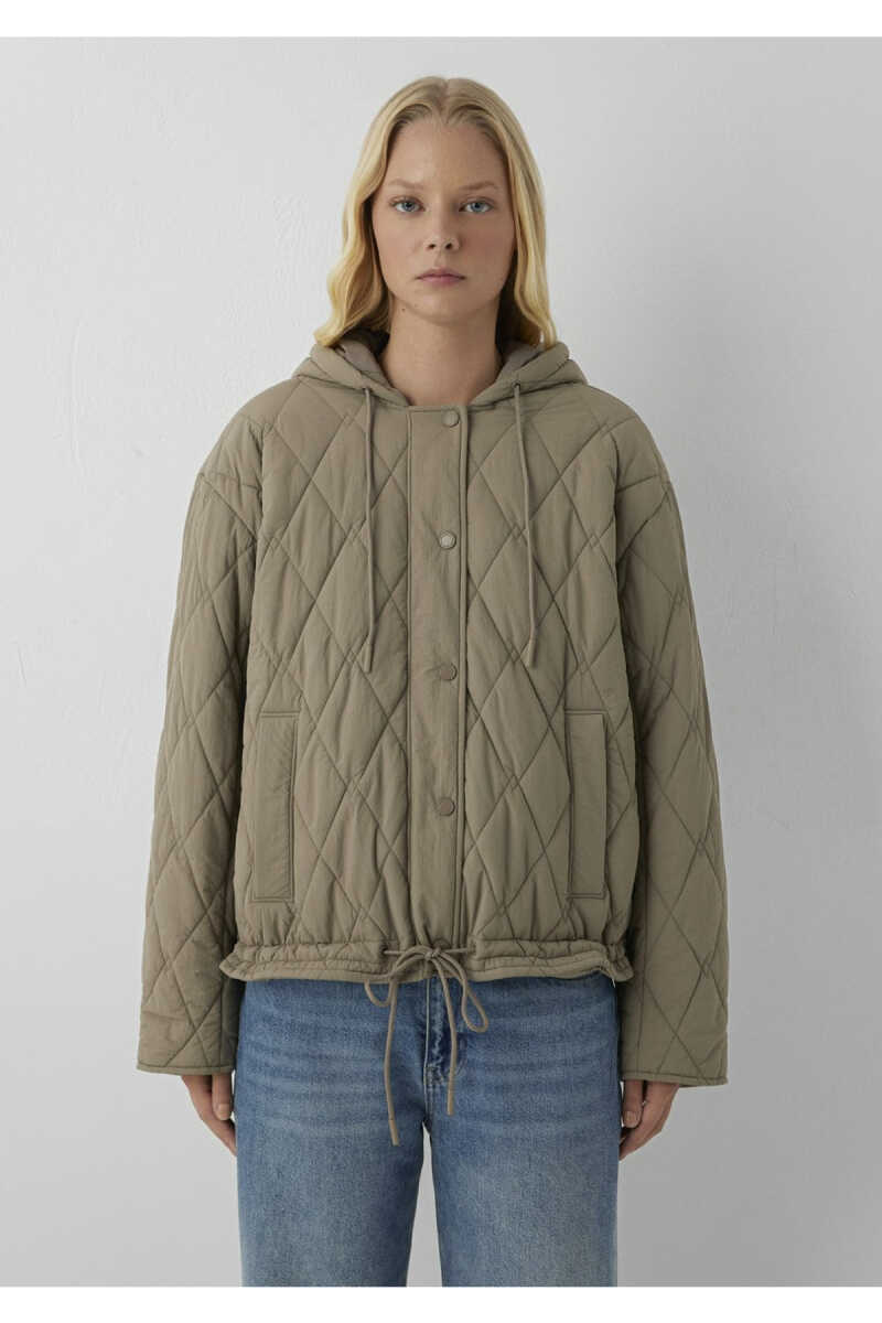 Mavi Kapüşonlu Kapitone Haki Loose Fit Kadın Mont 1110911-85555 - 4