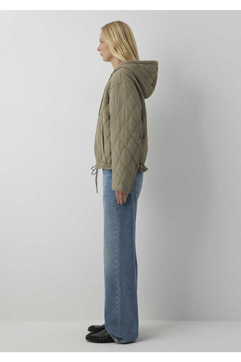 Mavi Kapüşonlu Kapitone Haki Loose Fit Kadın Mont 1110911-85555 - 5