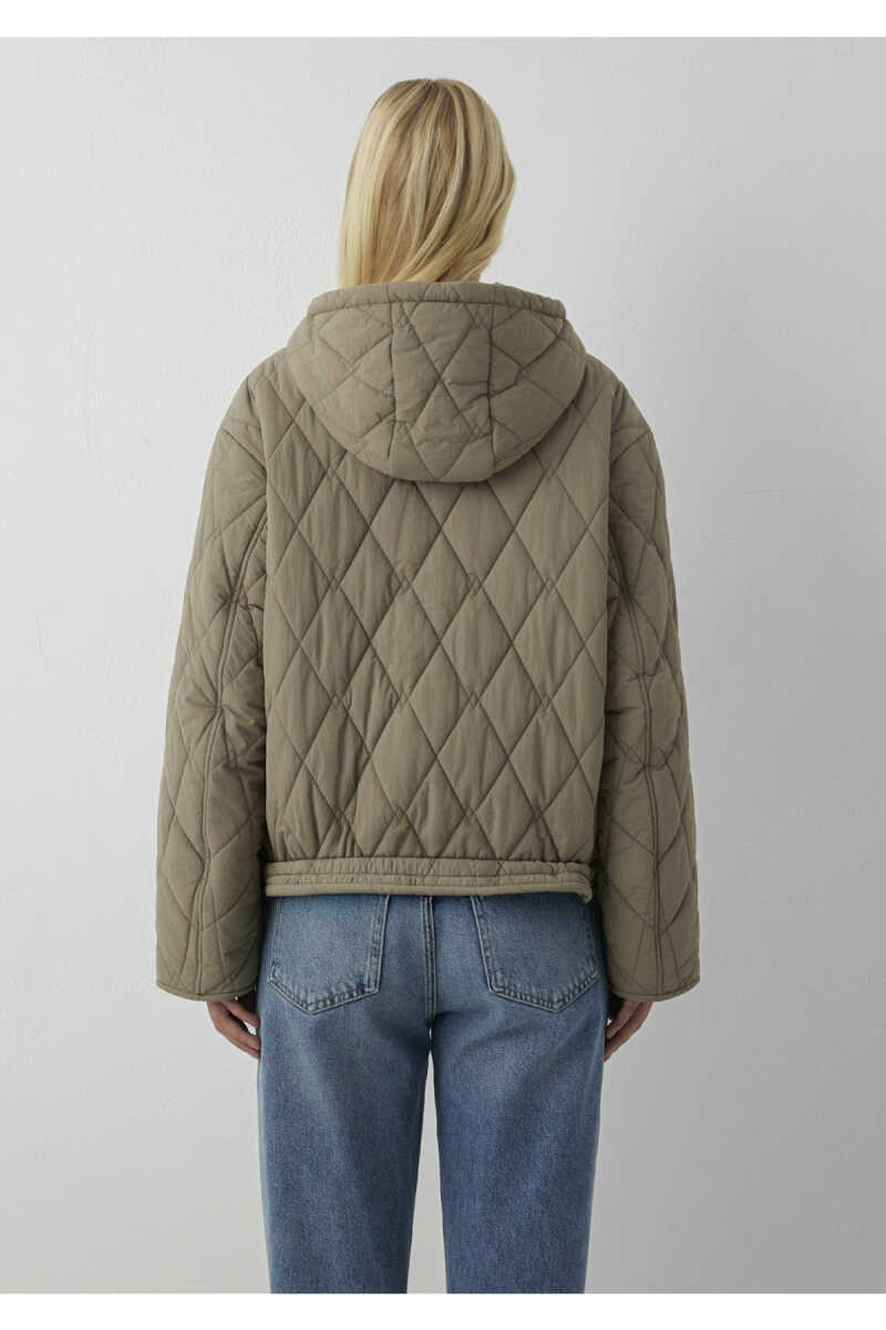 Mavi Kapüşonlu Kapitone Haki Loose Fit Kadın Mont 1110911-85555 - 6