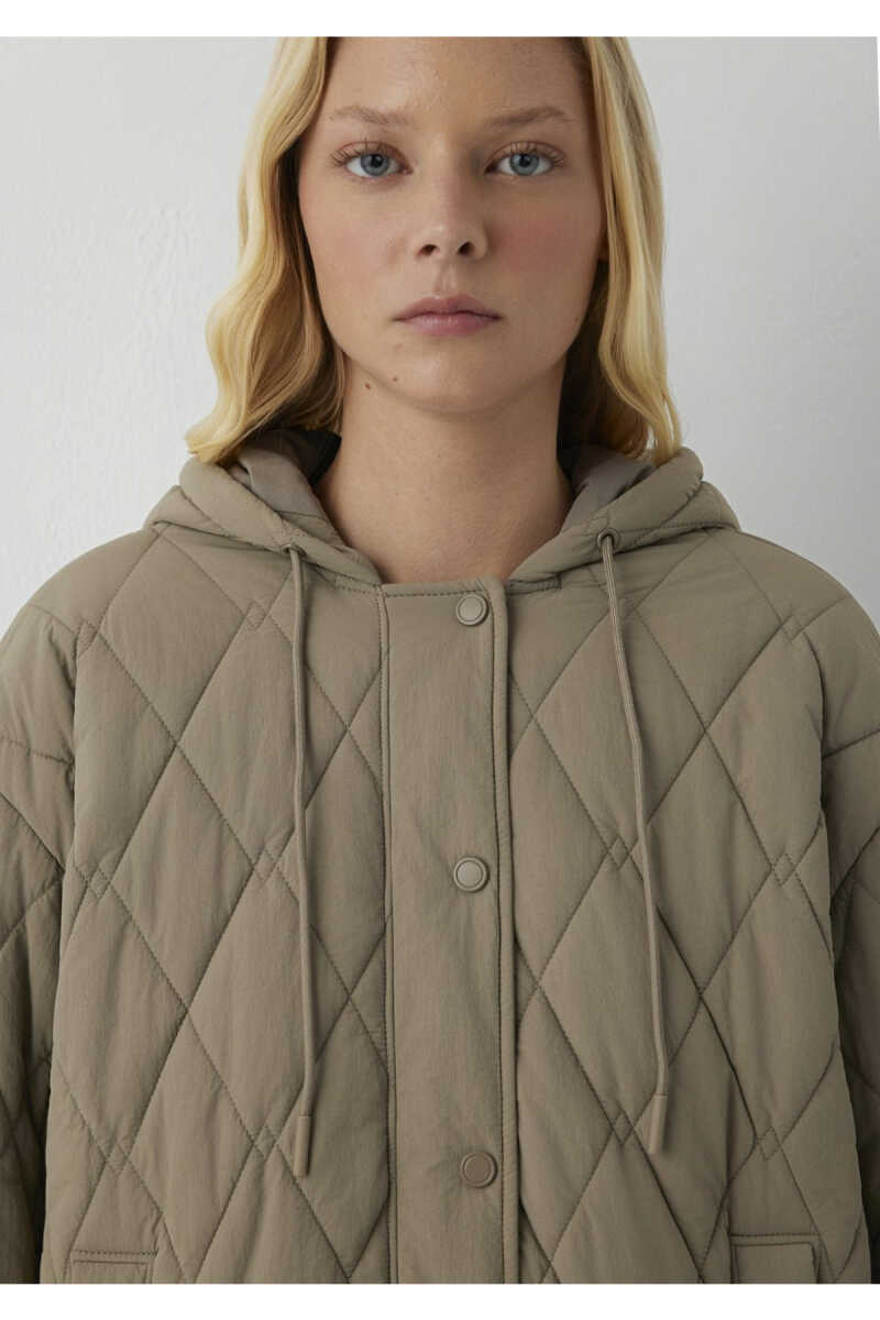 Mavi Kapüşonlu Kapitone Haki Loose Fit Kadın Mont 1110911-85555 - 7