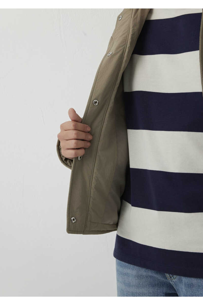 Mavi Kapüşonlu Kapitone Haki Loose Fit Kadın Mont 1110911-85555 - 8