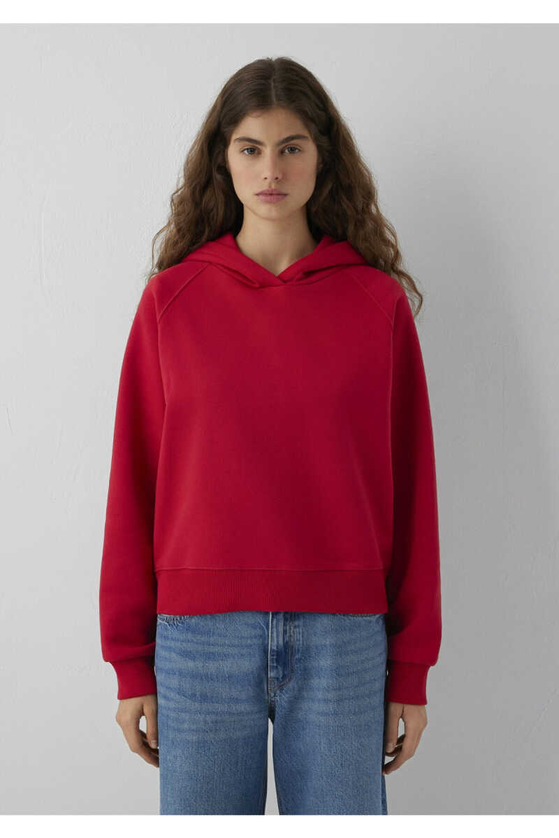 Mavi Kapüşonlu Kırmızı Basic Loose Fit Kadın Sweatshirt 1S10577-86417 - 4