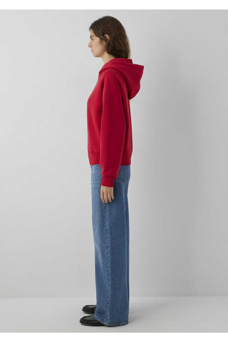 Mavi Kapüşonlu Kırmızı Basic Loose Fit Kadın Sweatshirt 1S10577-86417 - 5