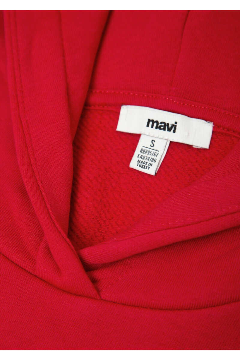 Mavi Kapüşonlu Kırmızı Basic Loose Fit Kadın Sweatshirt 1S10577-86417 - 8