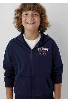 Mavi Kapüşonlu Lacivert Loose Fit Çocuk Sweatshirt 6S10183-84371