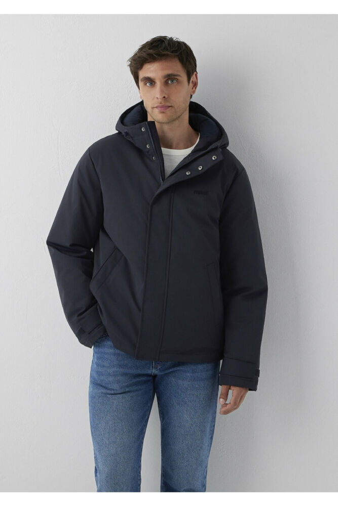 Mavi Kapüşonlu Lacivert Loose Fit Erkek Şişme Mont 0110833-91564