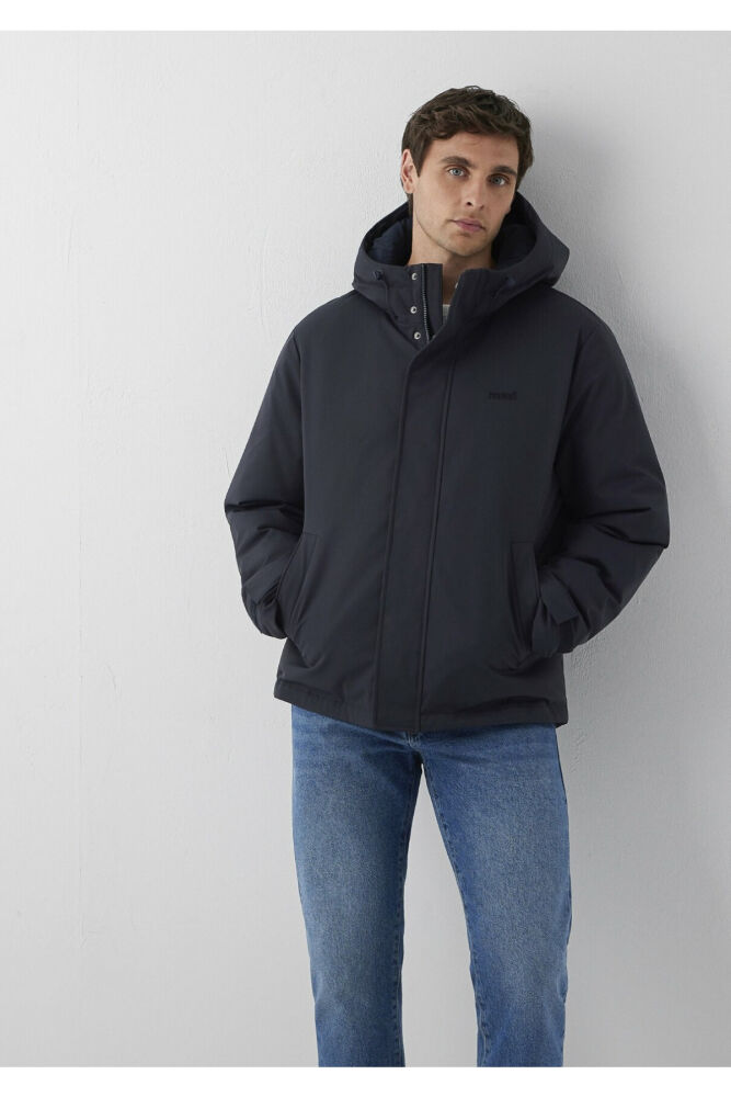 Mavi Kapüşonlu Lacivert Loose Fit Erkek Şişme Mont 0110833-91564 (1)