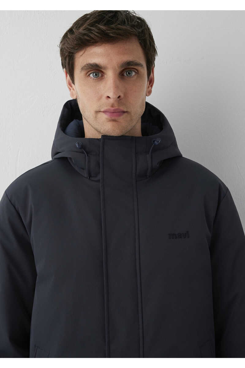 Mavi Kapüşonlu Lacivert Loose Fit Erkek Şişme Mont 0110833-91564 - 4